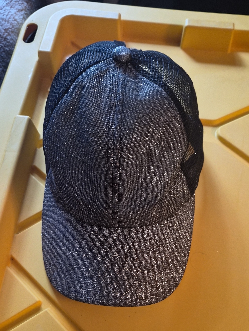 Sparkle Black Mesh Trucker Hat CC with ponytail slot